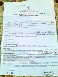 la multa Il verbale comminato dalla Polizia municipale di Gela al turista Walter Di Caro